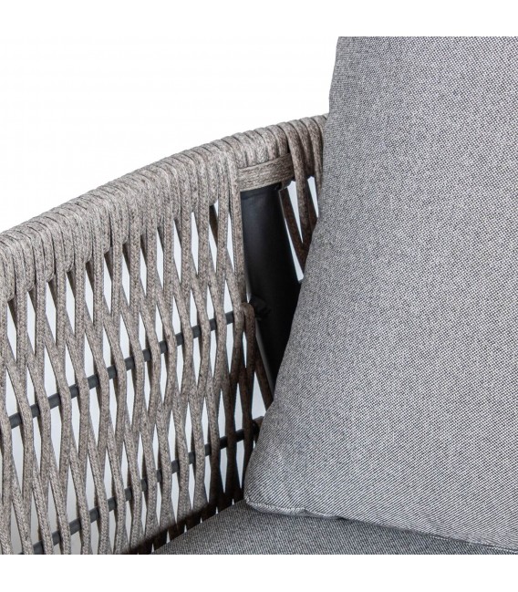 SET EXTERIOR SOFA 2 SILLONES Y MESA DE CENTRO ALUMINIO Y MIMBRE