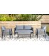 SET EXTERIOR SOFA 2 SILLONES Y MESA DE CENTRO ALUMINIO Y MIMBRE