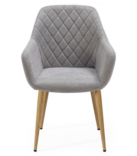 SILLON COMEDOR COMODO CHENILLA GRIS PATAS ROBLE