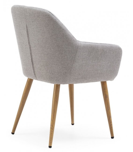 SILLON COMEDOR COMODO CHENILLA GRIS PATAS ROBLE