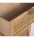 COMODA PEQUEÑA 3 CAJONES MADERA Y RATAN NATURAL METAL DORADO
