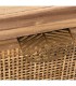COMODA PEQUEÑA 3 CAJONES MADERA Y RATAN NATURAL METAL DORADO