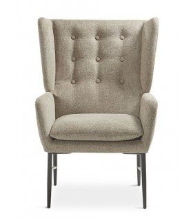 BUTACA COMODA ESTILO INDUSTRIAL TAPIZADO TOPO PATAS METAL NEGRO