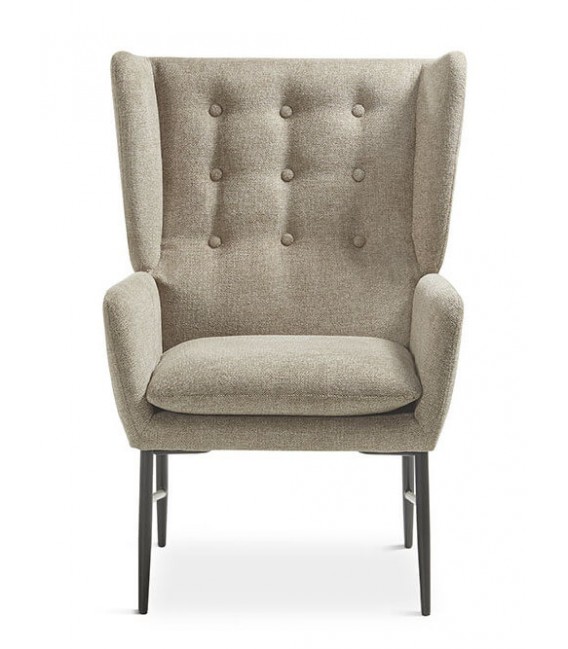 BUTACA COMODA ESTILO INDUSTRIAL TAPIZADO TOPO PATAS METAL NEGRO