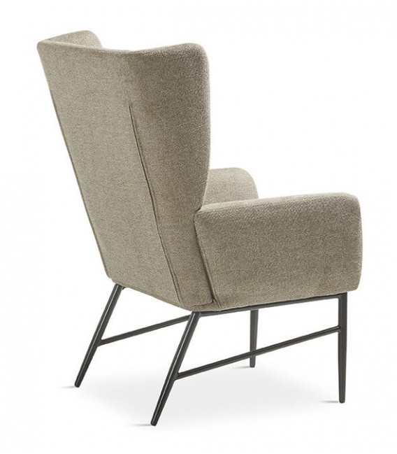 BUTACA COMODA ESTILO INDUSTRIAL TAPIZADO TOPO PATAS METAL NEGRO