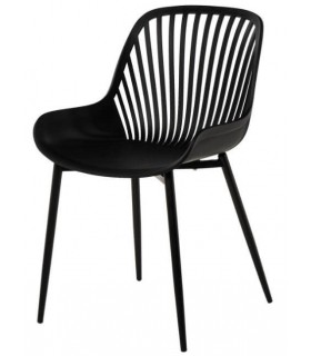 SILLA COMODA ESTILO NORDICO METAL Y POLIPROPILENO NEGRO