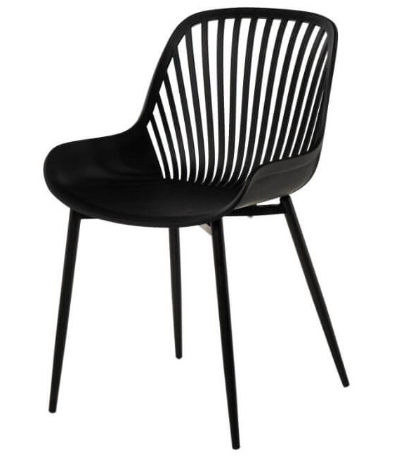 SILLA COMODA ESTILO NORDICO METAL Y POLIPROPILENO NEGRO