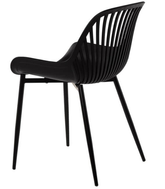 SILLA COMODA ESTILO NORDICO METAL Y POLIPROPILENO NEGRO