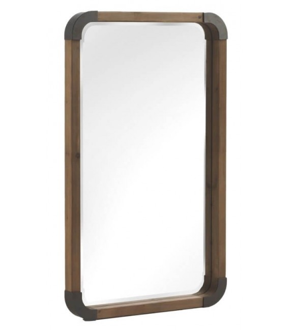 Espejo vertical estilo industrial en madera natural y metal