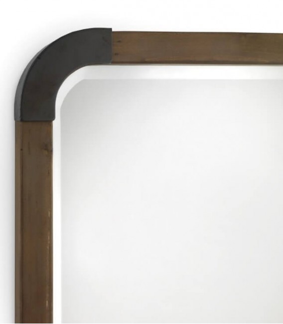 Espejo vertical estilo industrial en madera natural y metal