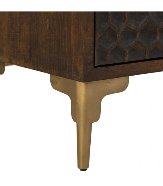 Taquillón madera de mango color nogal metal dorado