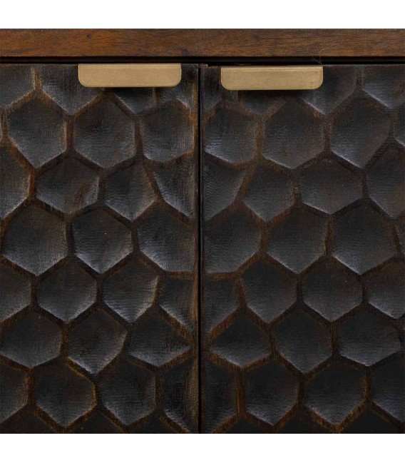 Taquillón madera de mango color nogal metal dorado