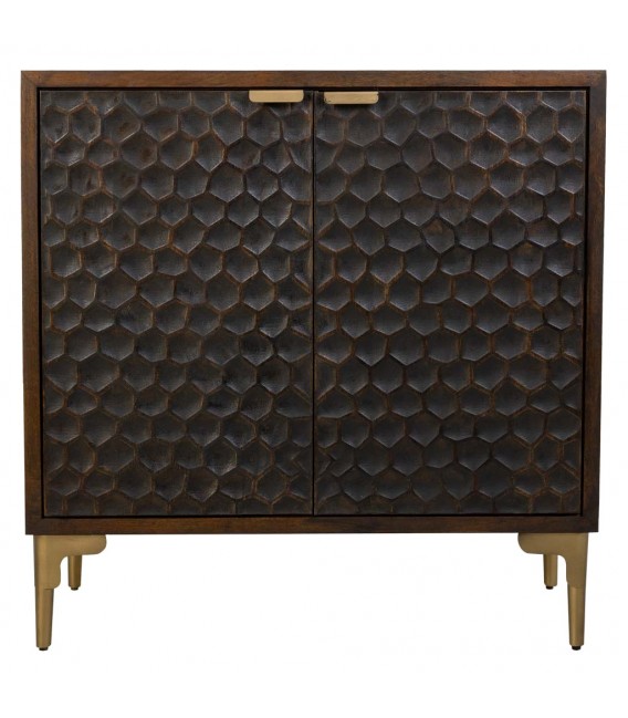 Taquillón madera de mango color nogal metal dorado