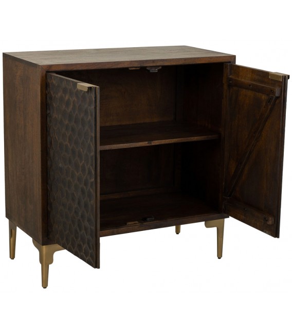 Taquillón madera de mango color nogal metal dorado