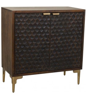 Taquillón madera de mango color nogal metal dorado