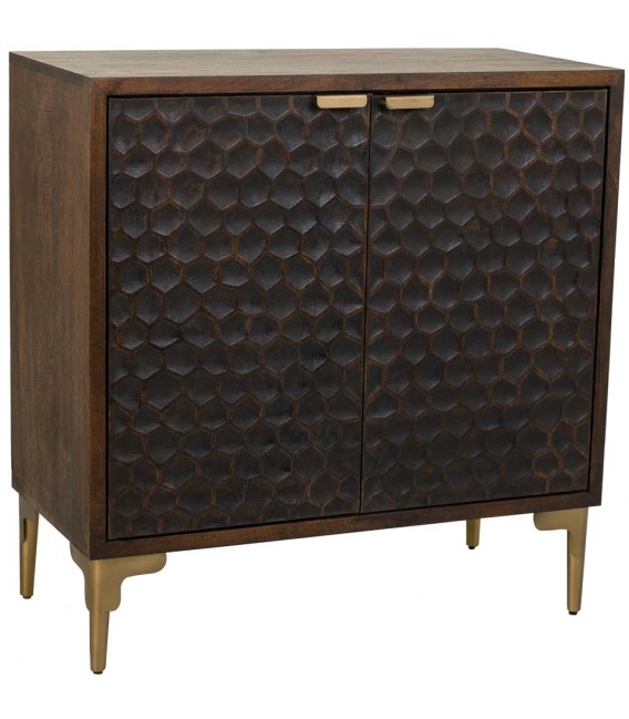 Taquillón madera de mango color nogal metal dorado