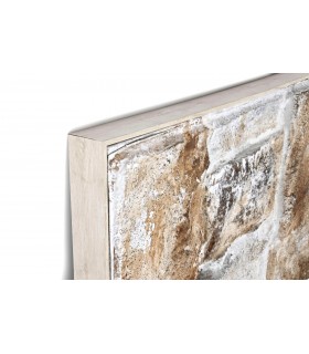 Cuadro grande abstracto lienzo con relieve en tonos ocres y crudos