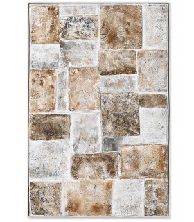 Cuadro grande abstracto lienzo con relieve en tonos ocres y crudos