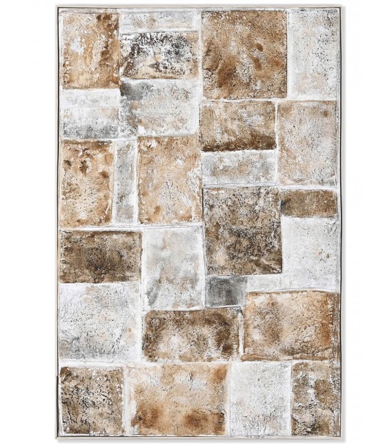 Cuadro grande abstracto lienzo con relieve en tonos ocres y crudos