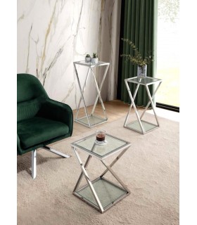 Pedestal acero inoxidable y cristal