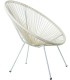 Sillón auxiliar exterior acero blanco y ratán sintético color crema