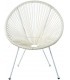 Sillón auxiliar exterior acero blanco y ratán sintético color crema