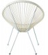 Sillón auxiliar exterior acero blanco y ratán sintético color crema