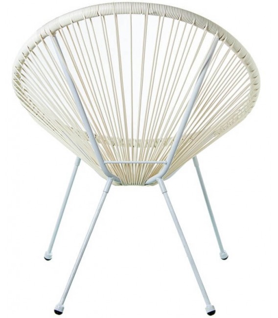 Sillón auxiliar exterior acero blanco y ratán sintético color crema