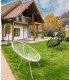 Sillón auxiliar exterior acero blanco y ratán sintético color crema