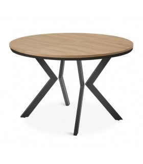 Mesa de comedor redonda extensible estilo industrial