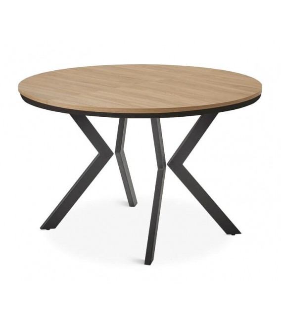 Mesa de comedor redonda extensible estilo industrial