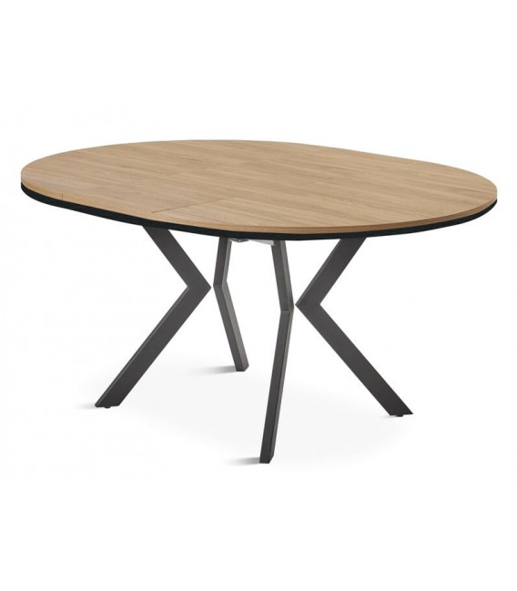 Mesa de comedor redonda extensible estilo industrial