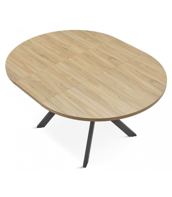 Mesa de comedor redonda extensible estilo industrial