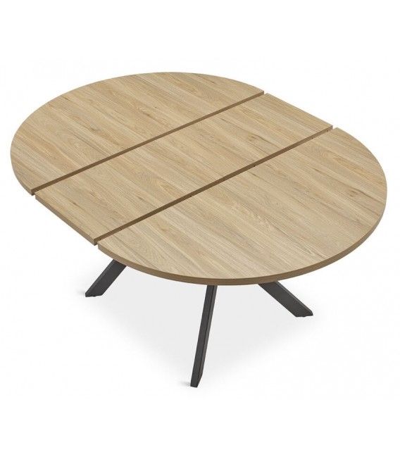 Mesa de comedor redonda extensible estilo industrial