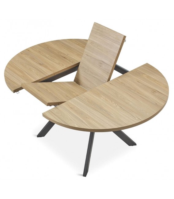 Mesa de comedor redonda extensible estilo industrial