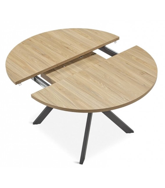 Mesa de comedor redonda extensible estilo industrial