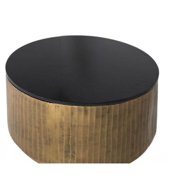 Mesa de centro redonda bronce antiguo y mármol negro