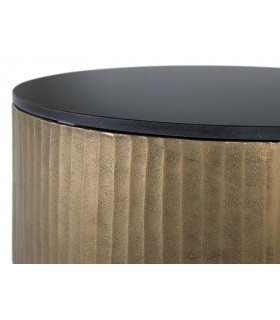 Mesa de centro redonda bronce antiguo y mármol negro