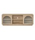 Mueble de TV con 2 puertas de cristal corrugado, madera mango natural