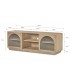 Mueble de TV con 2 puertas de cristal corrugado, madera mango natural