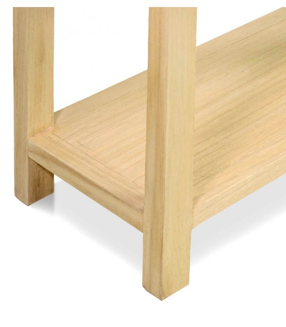 Consola de entrada 2 cajones madera maciza de mindi acabado natural,