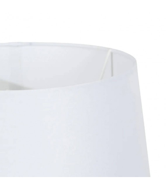 Lampara de sobremesa grande metal negro yute natural y textil blanco