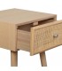 Mesita de noche pequeña con 1 cajón madera y ratán