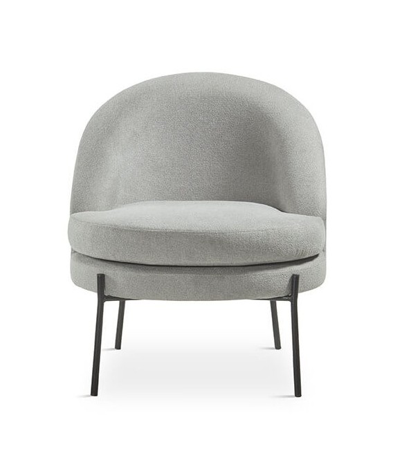 Butaca baja de estilo industrial tela color gris metal negro