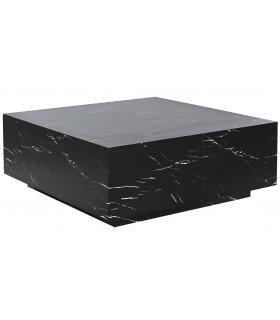 Mesa de centro cuadrada imitando mármol negro elegante