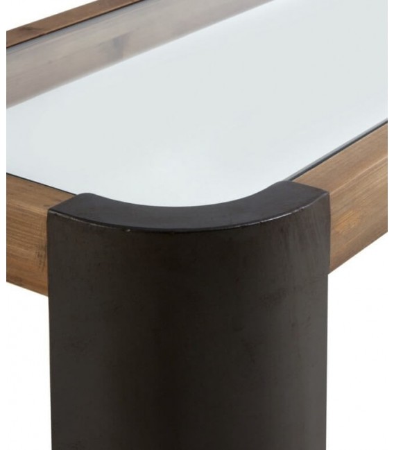 Consola de entrada estilo industrial madera patas metal gris