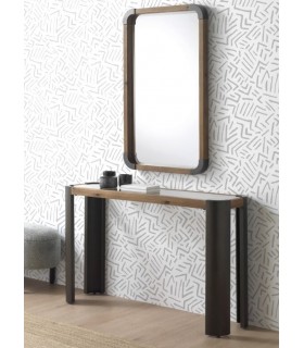 Consola de entrada estilo industrial madera patas metal gris