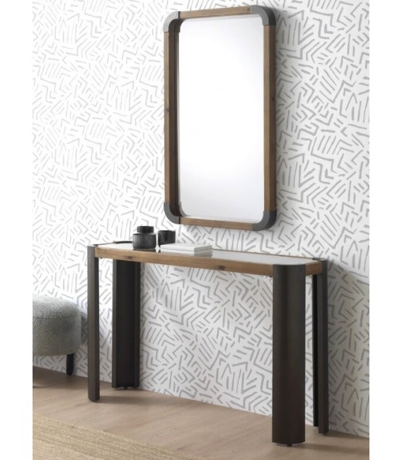 Consola de entrada estilo industrial madera patas metal gris