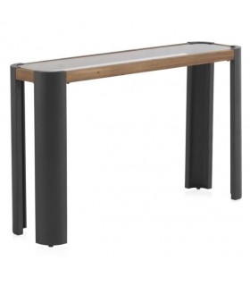 Consola de entrada estilo industrial madera patas metal gris