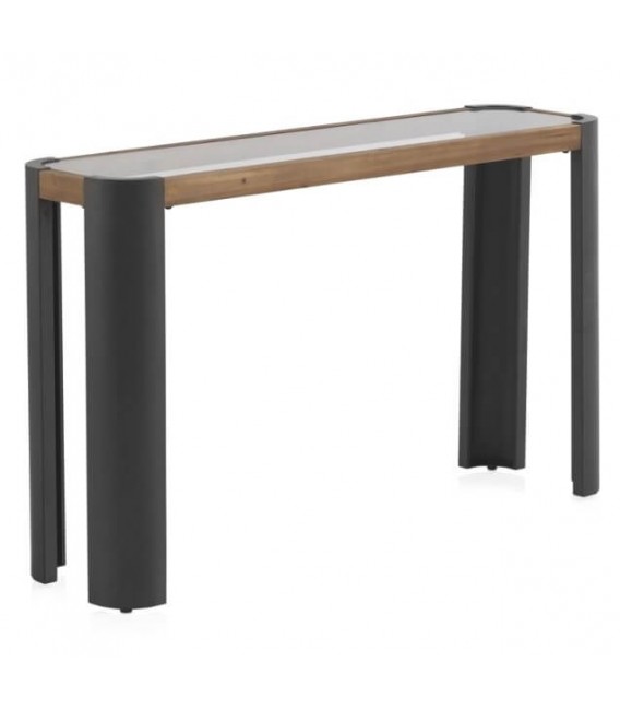 Consola de entrada estilo industrial madera patas metal gris